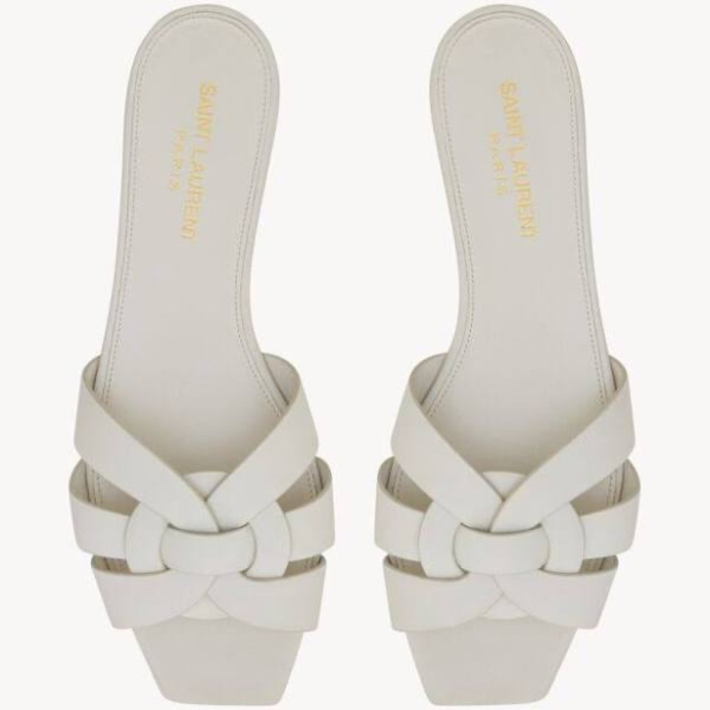 SAINT LAURENT Tribute 100% leather sandals white US 9 EU 39